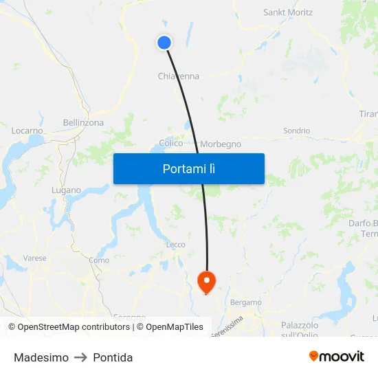 Madesimo to Pontida map