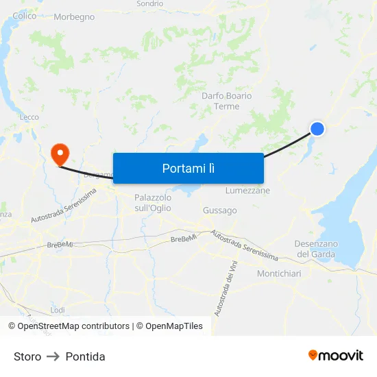 Storo to Pontida map