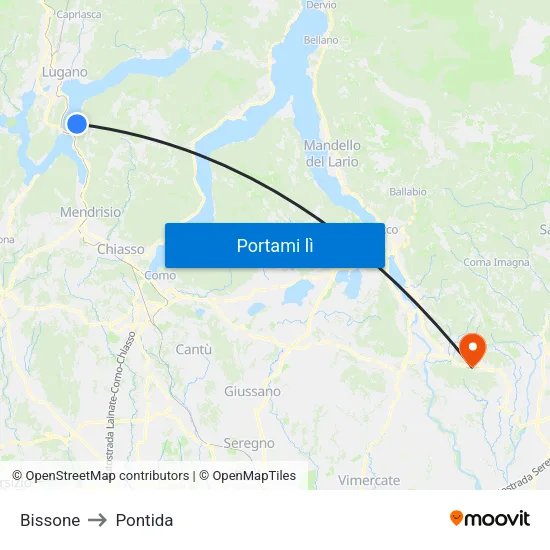 Bissone to Pontida map
