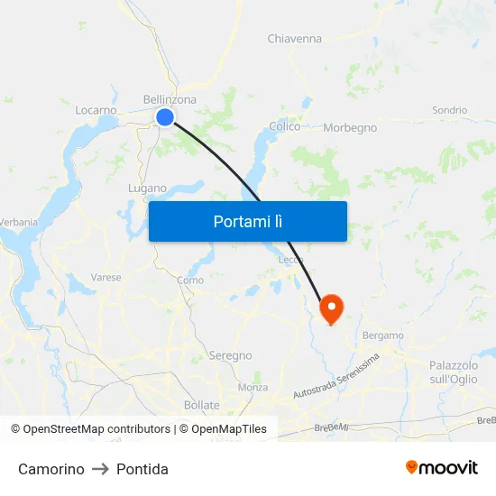 Camorino to Pontida map