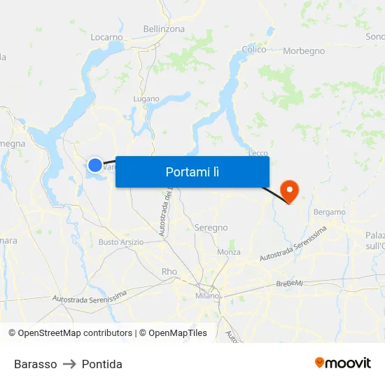 Barasso to Pontida map