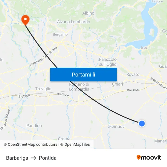 Barbariga to Pontida map