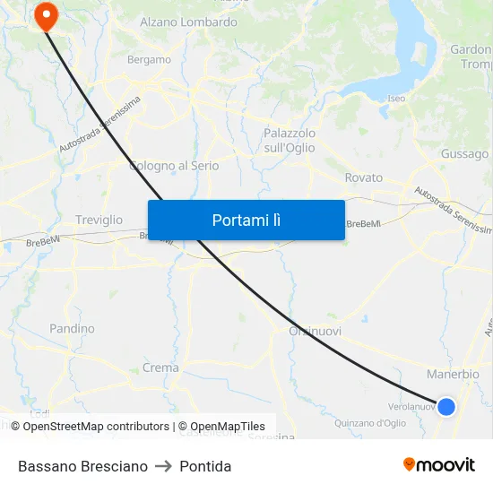 Bassano Bresciano to Pontida map