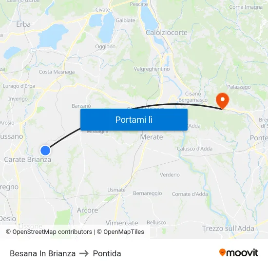 Besana In Brianza to Pontida map