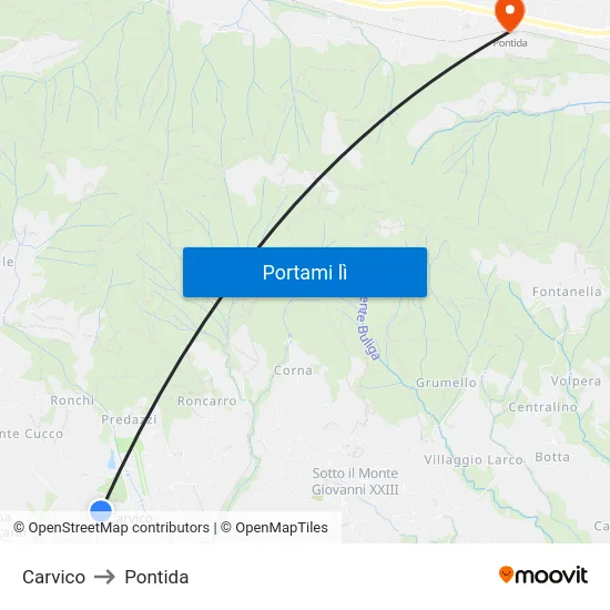 Carvico to Pontida map
