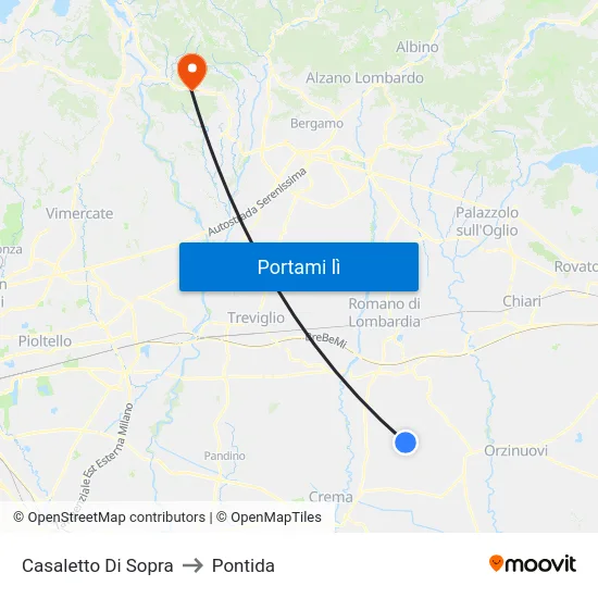Casaletto Di Sopra to Pontida map