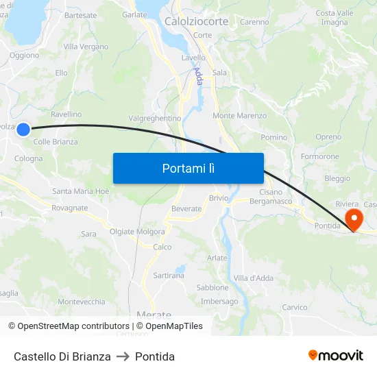 Castello Di Brianza to Pontida map