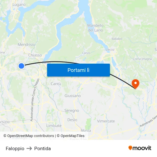 Faloppio to Pontida map