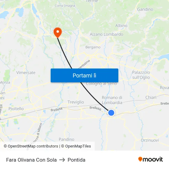 Fara Olivana Con Sola to Pontida map