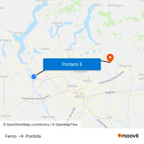 Ferno to Pontida map