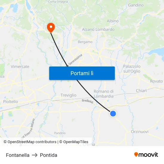 Fontanella to Pontida map