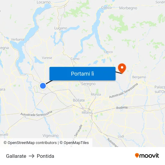 Gallarate to Pontida map