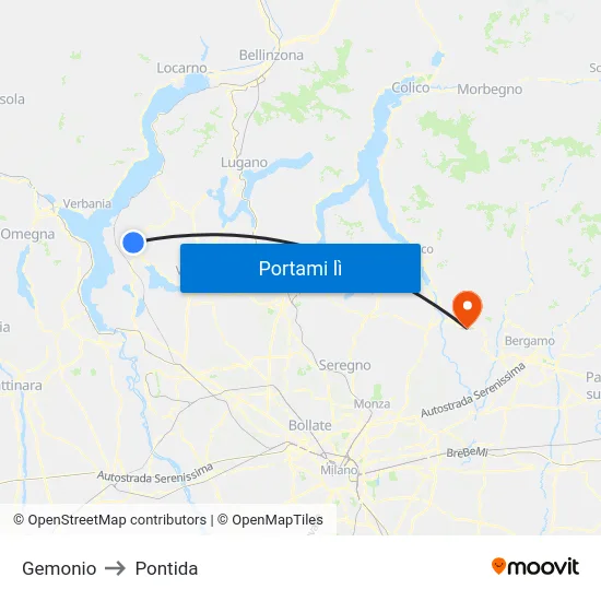 Gemonio to Pontida map