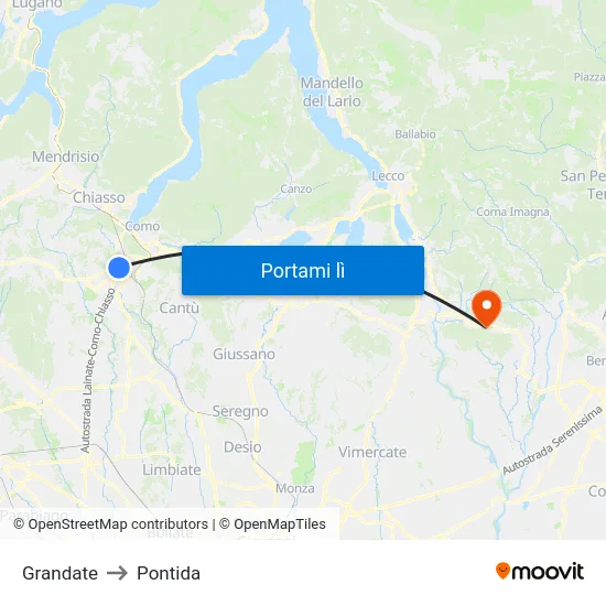 Grandate to Pontida map