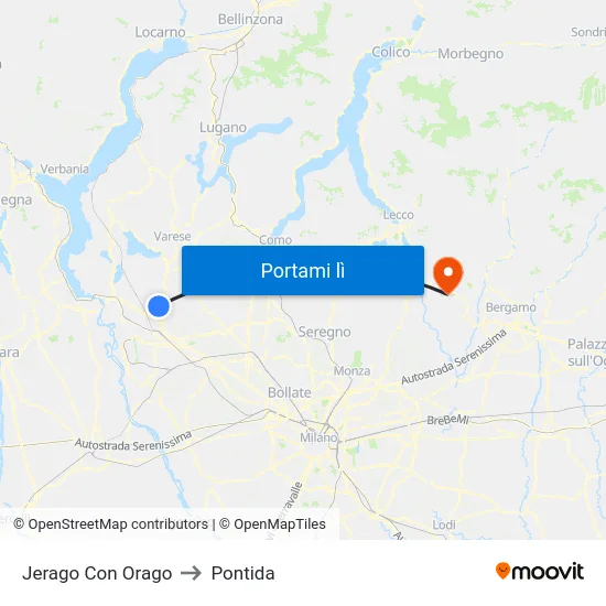 Jerago Con Orago to Pontida map