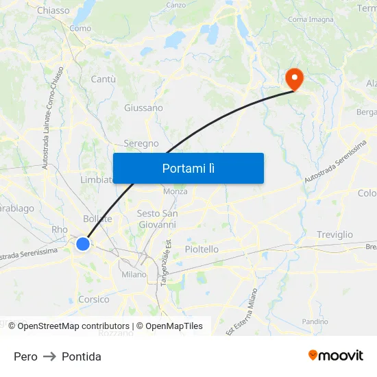 Pero to Pontida map