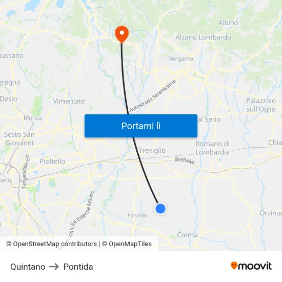 Quintano to Pontida map