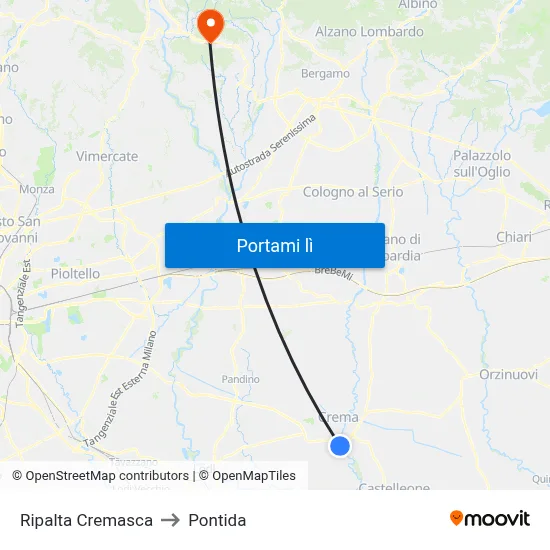 Ripalta Cremasca to Pontida map