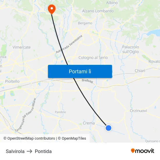 Salvirola to Pontida map