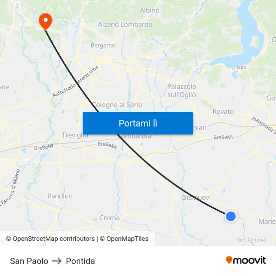 San Paolo to Pontida map
