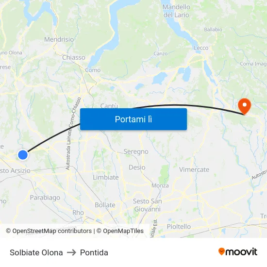 Solbiate Olona to Pontida map