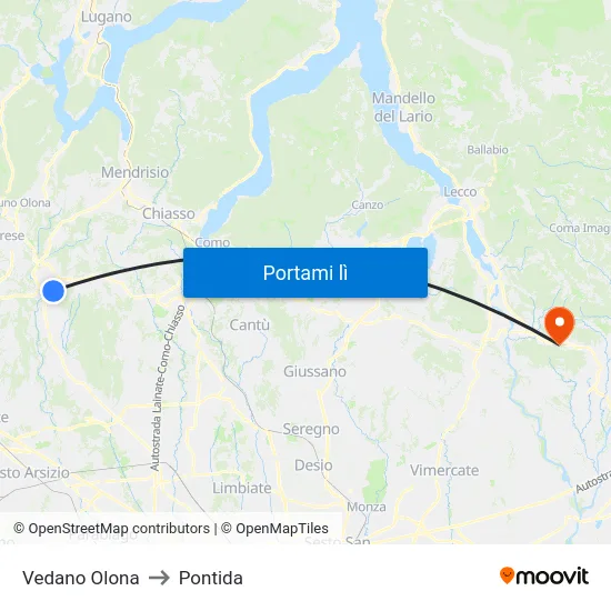 Vedano Olona to Pontida map