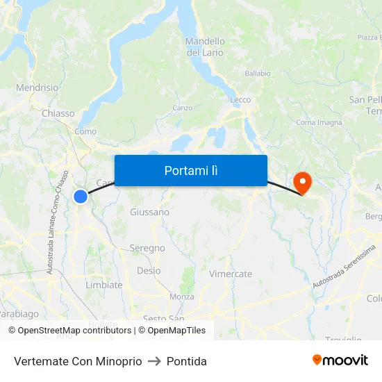 Vertemate Con Minoprio to Pontida map