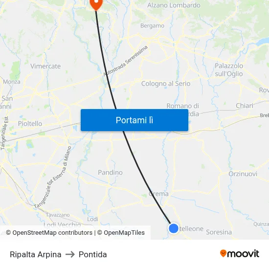 Ripalta Arpina to Pontida map