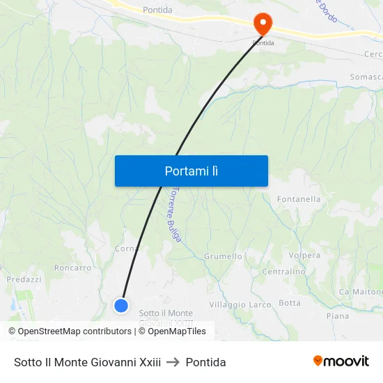 Sotto Il Monte Giovanni Xxiii to Pontida map