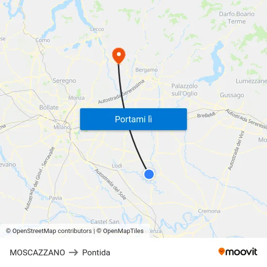 MOSCAZZANO to Pontida map