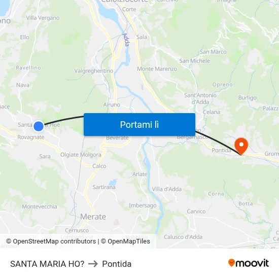 SANTA MARIA HO? to Pontida map