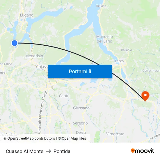 Cuasso Al Monte to Pontida map