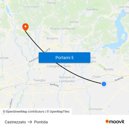 Castrezzato to Pontida map