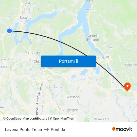 Lavena Ponte Tresa to Pontida map