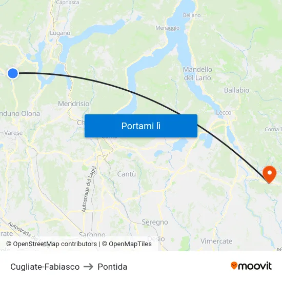 Cugliate-Fabiasco to Pontida map