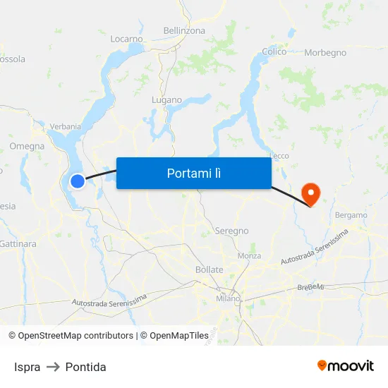 Ispra to Pontida map
