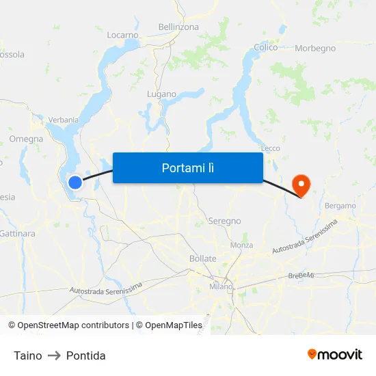 Taino to Pontida map