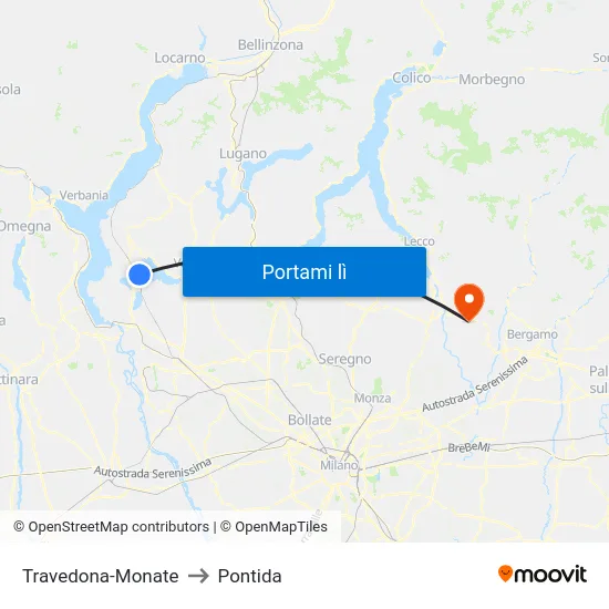 Travedona-Monate to Pontida map