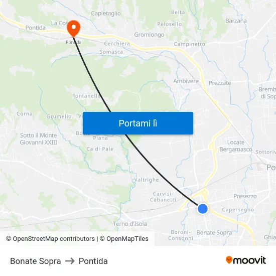 Bonate Sopra to Pontida map