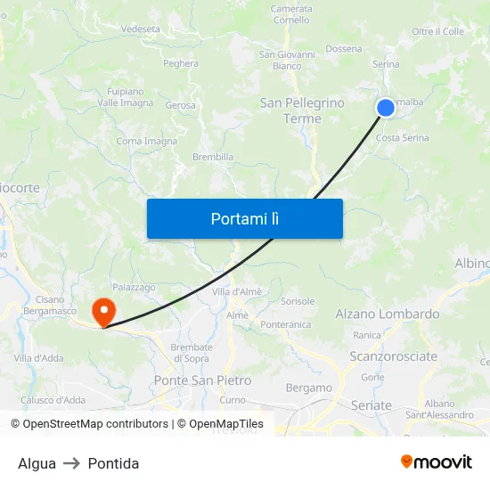 Algua to Pontida map