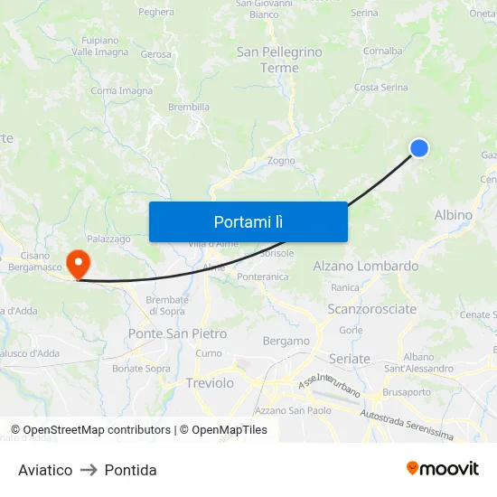 Aviatico to Pontida map