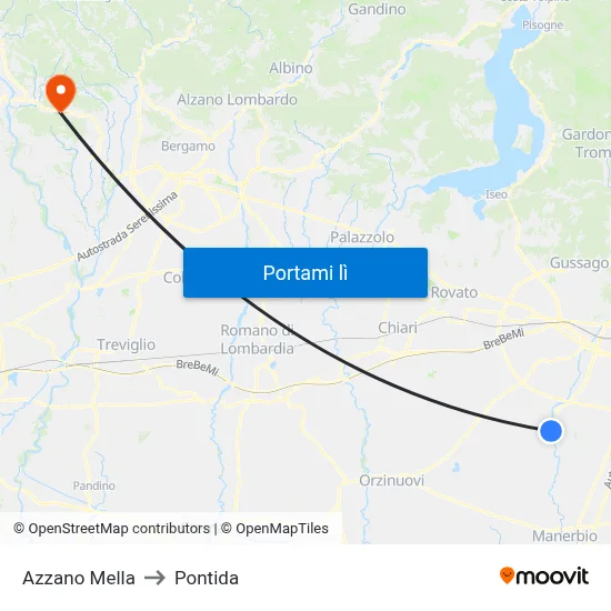 Azzano Mella to Pontida map