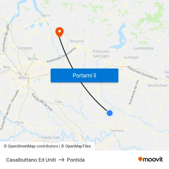 Casalbuttano Ed Uniti to Pontida map