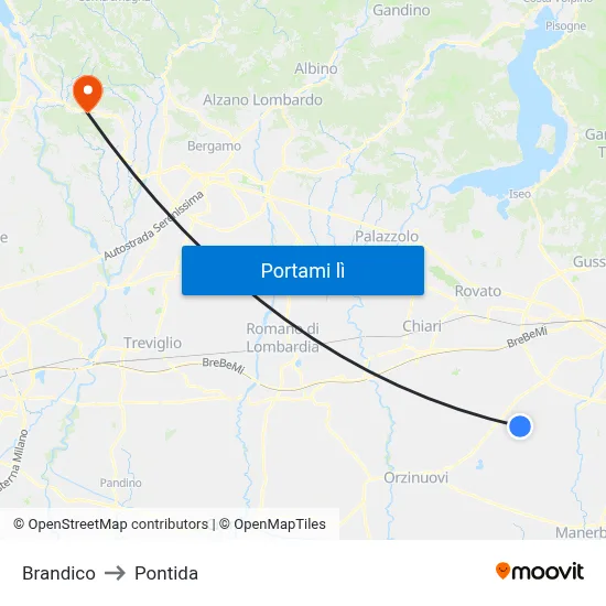 Brandico to Pontida map