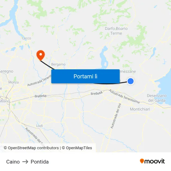 Caino to Pontida map