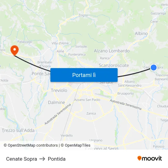 Cenate Sopra to Pontida map