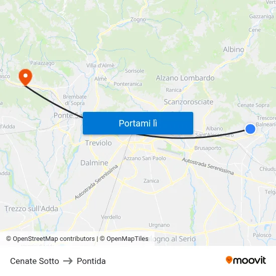 Cenate Sotto to Pontida map