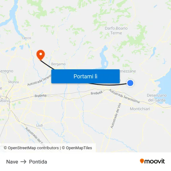 Nave to Pontida map