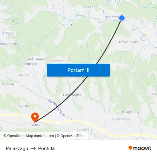 Palazzago to Pontida map