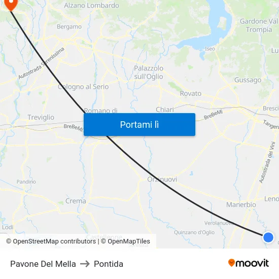 Pavone Del Mella to Pontida map